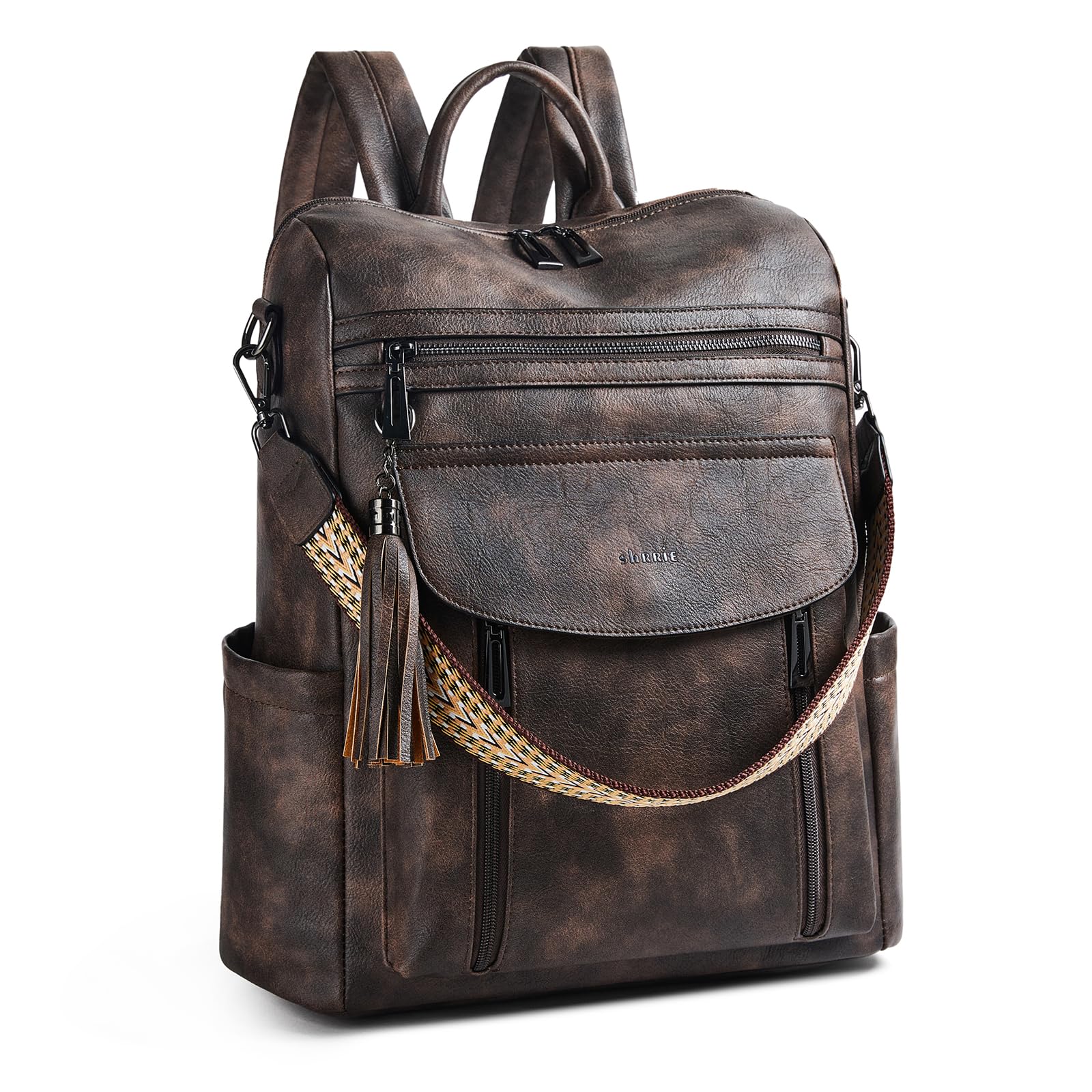 Shrrie Laptop Backpack for Women 15.6 inch,Travel Leather Backpack Purse Nurse Teacher Carry on Backpack Computer Bag,Professional Water-Resistant