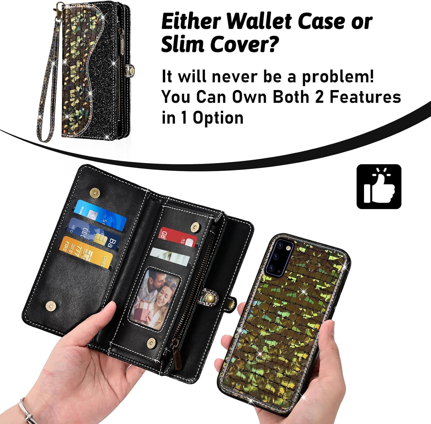 Asuwish Phone Case for Samsung Galaxy Note 20 5G Zipper Wallet Detachable Cover with Screen Protector and Card Holder Slot Wrist Strap Cell Accessories Note20 Notes 20s Twenty Not S20 Women Men Black