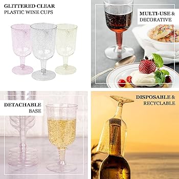Amazon | Efavormart 60個パック 7.2オンス キラキラ 透明シャンパン Amazon | Efavormart 60個パック 7.2オンス キラキラ 透明シャンパン