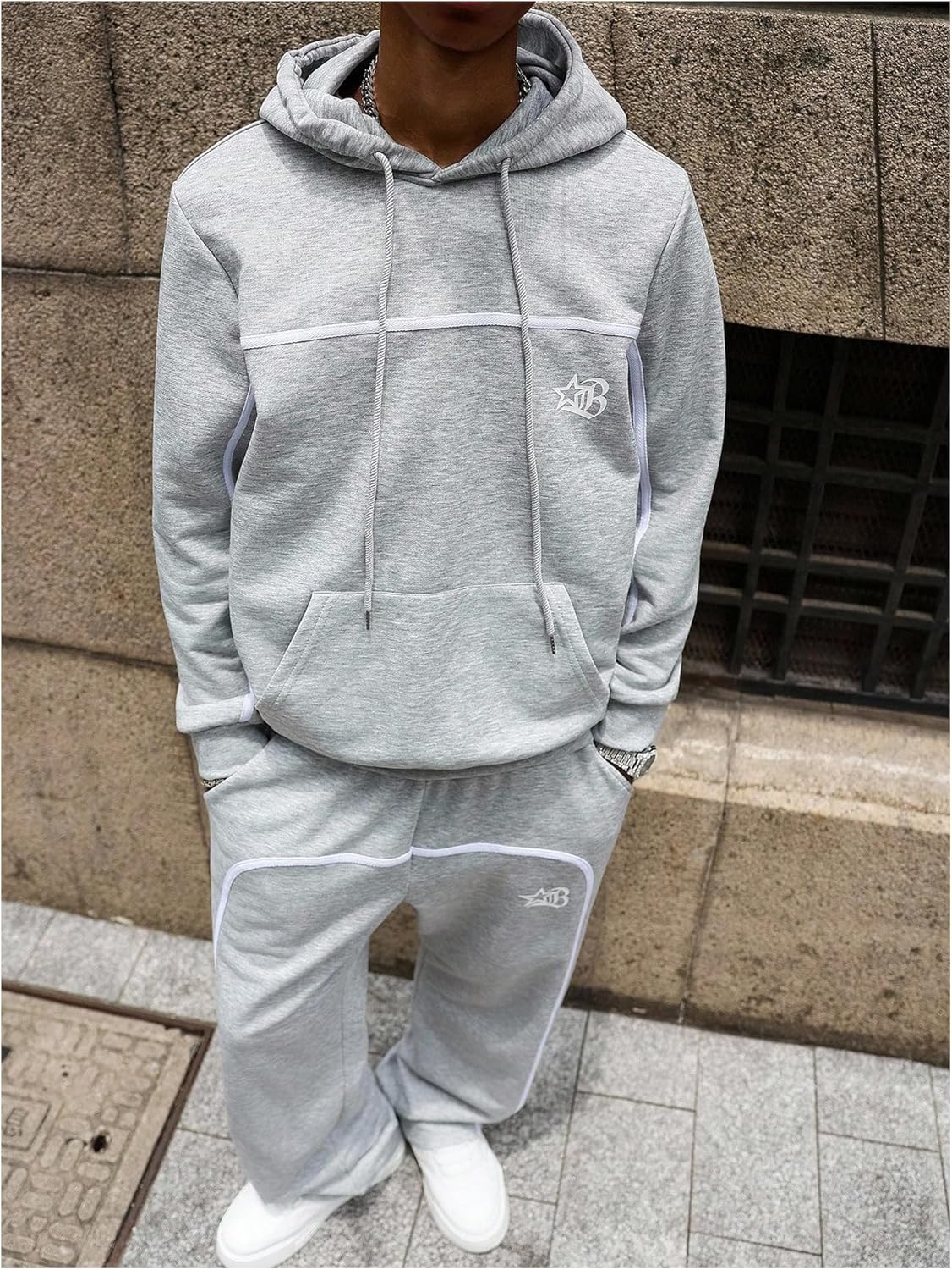 Men's 2 Piece Sweat Sets Y2K Outfits Drawstring Hoodie Sweatshirts and Baggy Sweatpants - Image 5