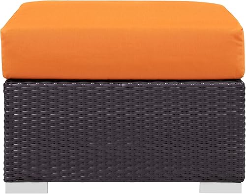 Miniatura 3 de Modway EEI-1911-EXP-ORA Convene - Muebles otomanos cuadrados de tela para patio, muebles de exterior, color naranja espresso