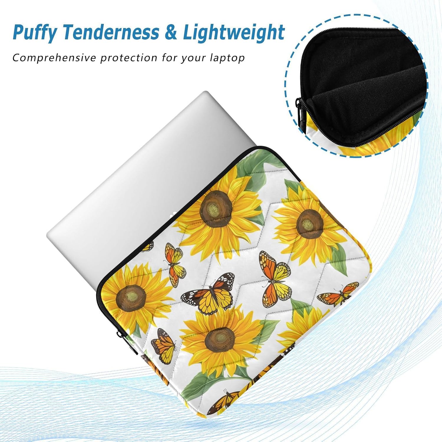 Cartoon Sunflower Yellow Top-Zip Computer Sleeve image 5