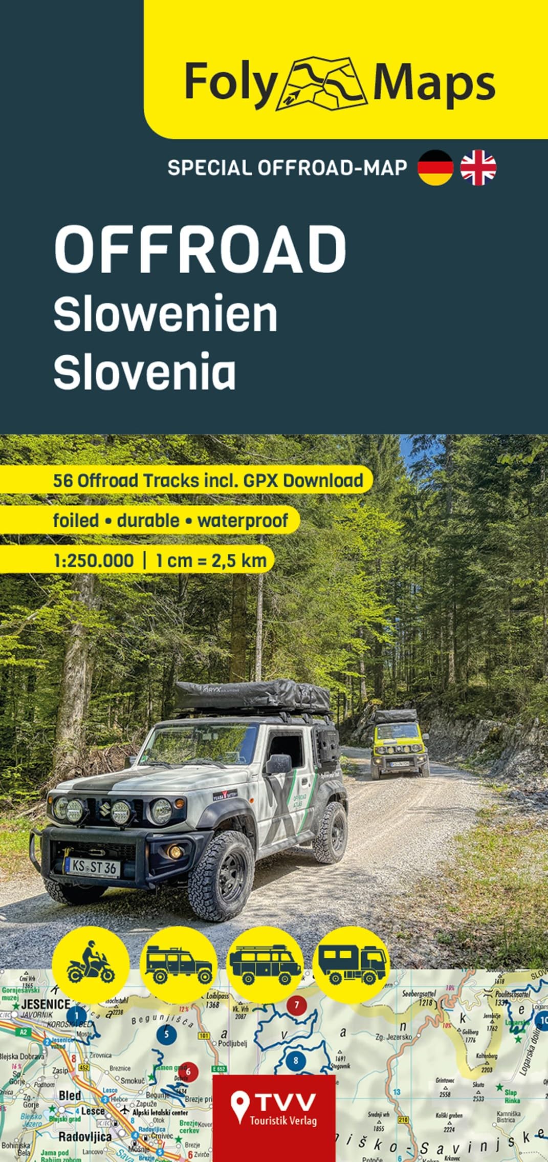 FolyMaps OFFROAD Slovenia 1:250 000: Special map with 56 off-road tracks
