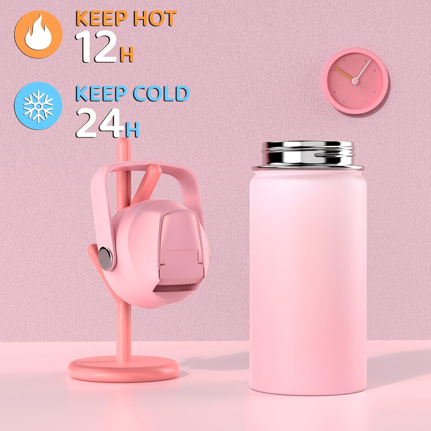 Girls Backpack - Includes 14oz Insulated Water Bottle, Girls School Backpack Set with Lunch Bag & Pencil Case Teens for School (Pink) - Image 3