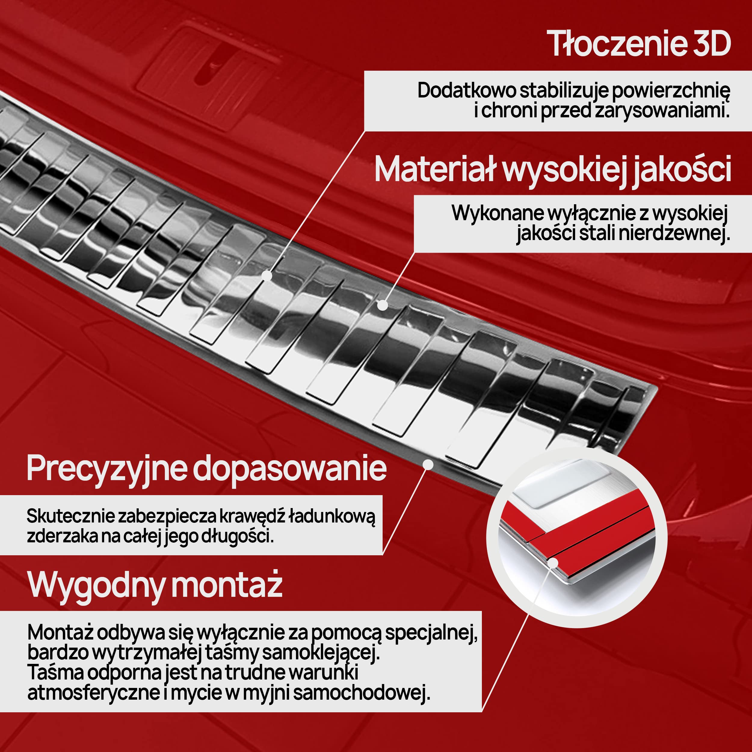 CHROMEMASTER | Listwa Ochronna Tylnego Zderzaka | Pasuje do Mercedes GLC, rocznik 2015-2022 | Stal Nierdzewna Polerowana/Chrom; Listwa Chroni Lakier Tylnego Zderzaka przed Zarysowaniem i Uszkodzeniem