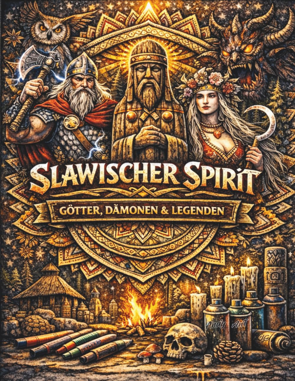 Slawischer Spirit: Götter, Dämonen & Legenden: Das slawische Bestiarium Malbuch für Erwachsene: 50 Illustrationen im Graffiti-Mandala Stil | ... & Filzstifte | Antistress & Entspannung