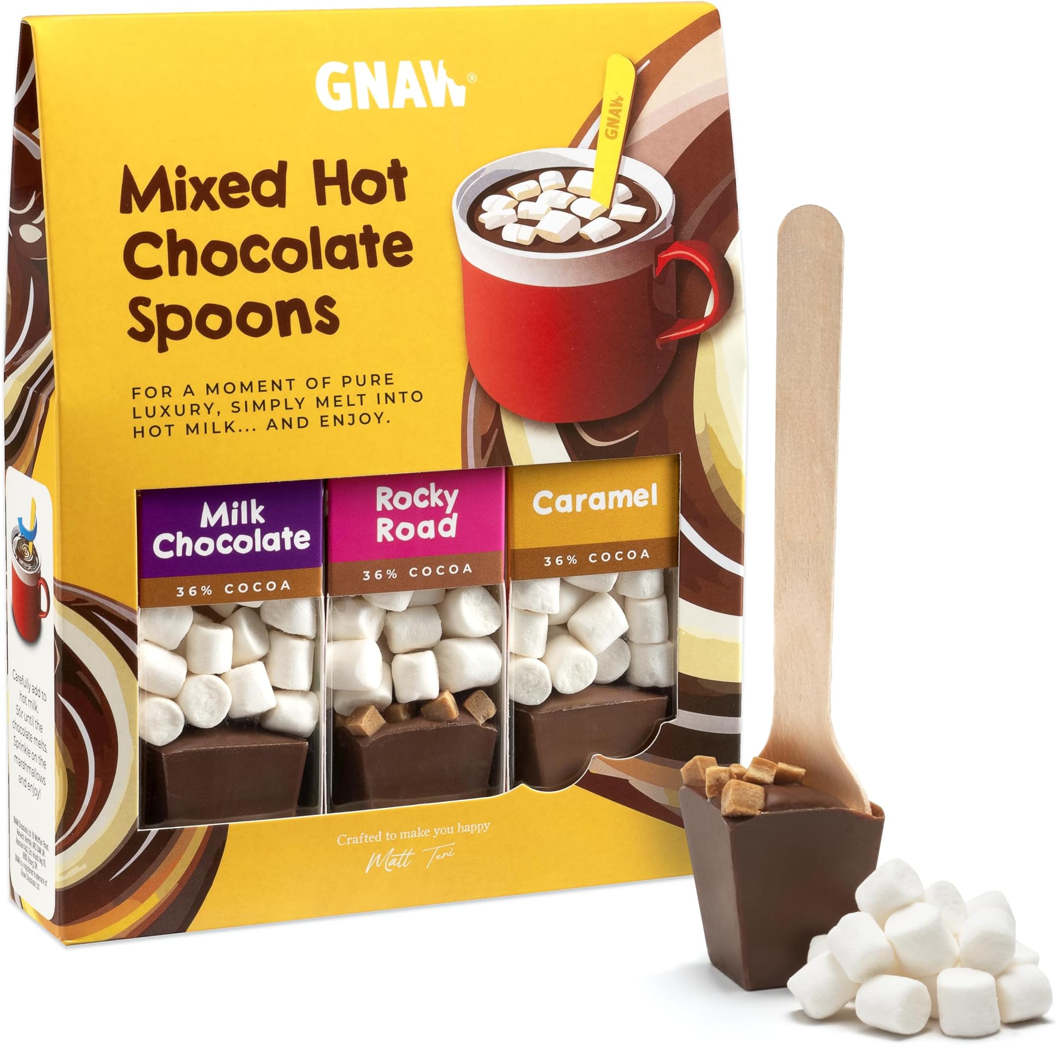 Gnaw Choc Shot Hot Chocolate Gift Set, Luxurious & Rich Hot Chocolate Gifts For Any Occasion,3 Classic & Moreish Flavours Included In All Hot Chocolate Sets, Milk Hot Choc, Caramel & Fudgy Rocky Road