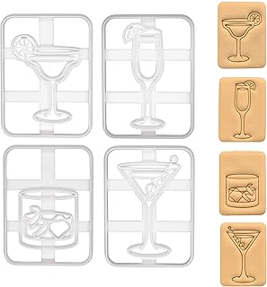 Set of 4 Cocktail cookie cutters (Margarita, Bellini, Martini, Old Fashioned), 4 piece - Bakerlogy