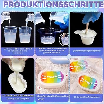 Squishy Make Your Own Set Squishy Set 500 ml Liquid Silicone Making Kit 1:1 Ratio DIY Creative Gifts with Shape Glove Measuring Cup Wooden Sticks-B