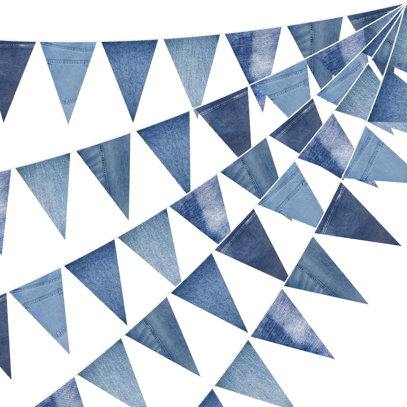 HESTYA 5 Pack 49 Ft Denim Banner, Blue Cowboy Western Party Bunting