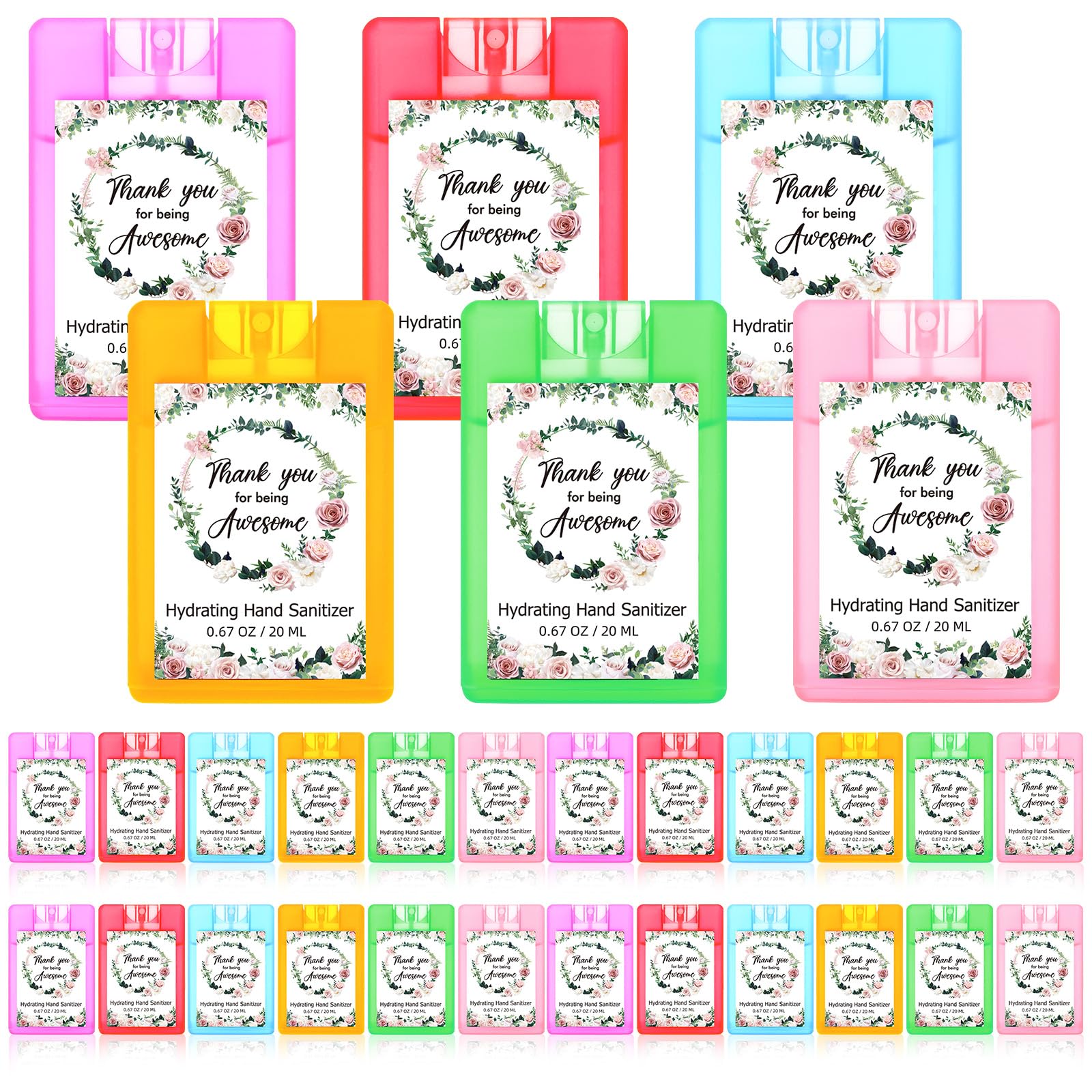 Dansib 24 Pack Hand Sanitizer Spray Bulk Travel Size Power Mist Sprays Mini Motivational Word Design Pocket Hydrating Hand Sanitizer Thank You Gift