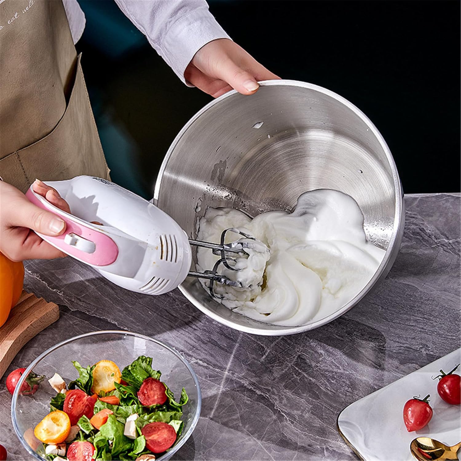 Space Saving 2 Layer Food Grade Stainless Steels Vegetable Spinner Salad Dryer Double Basket Kitchenwares Kitchen Salad Spinner with Drain Basket