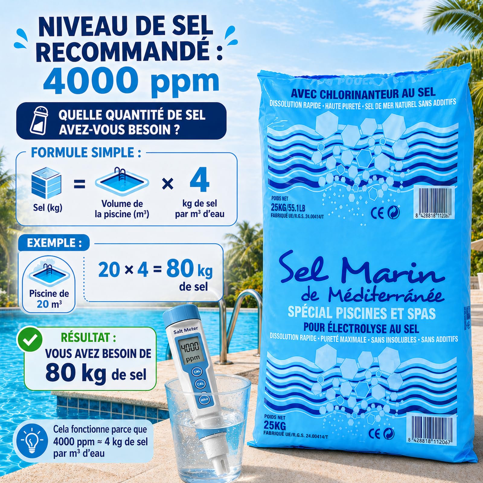 Llofer - 5SEL25KG, 5 Sacs de sel Fin pour Piscine (Dissolution Rapide) - 25kg