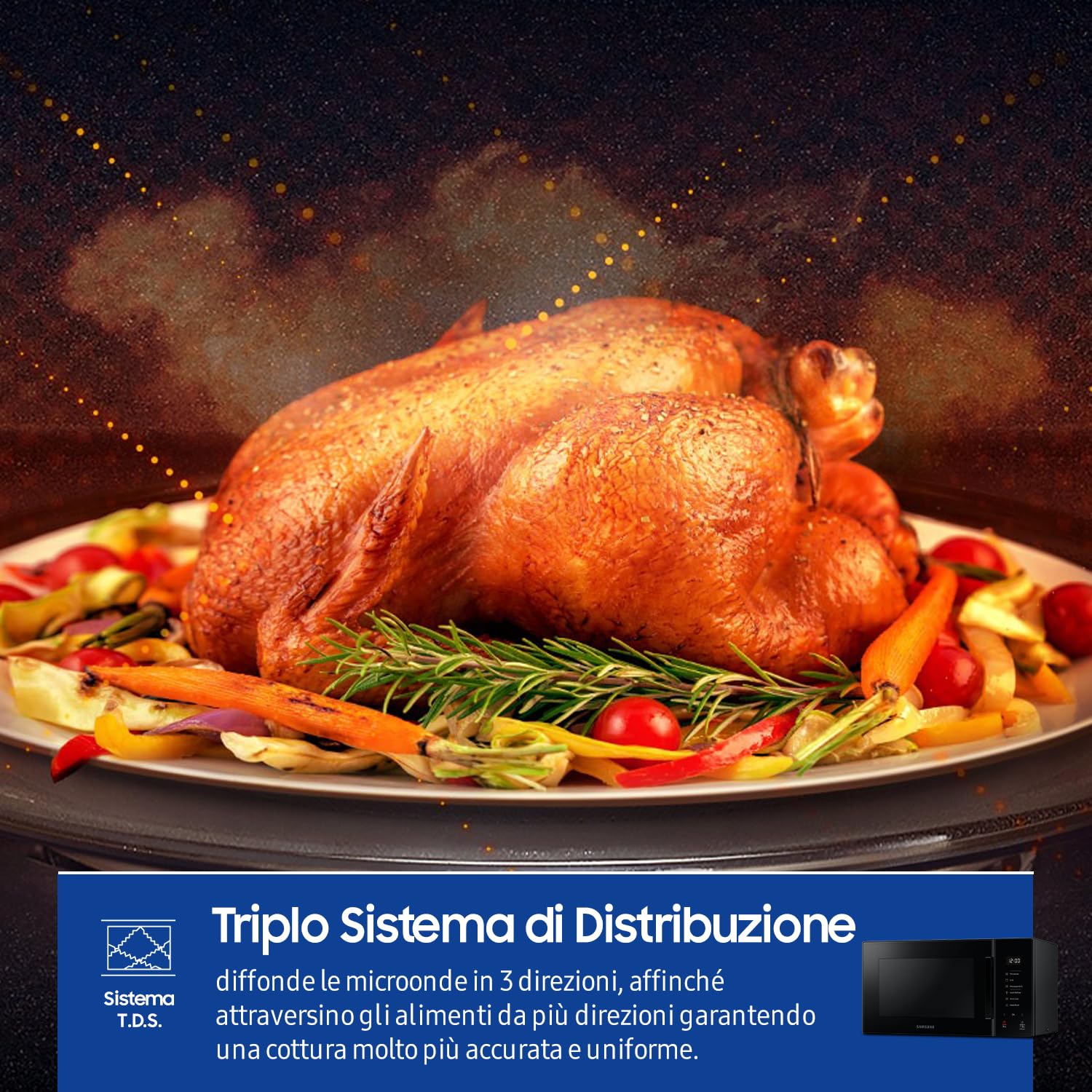 Samsung Libera installazione Forno a Microonde + Grill Glass Design Cottura Croccante, MG23T5018AK/ET, Home Dessert, Cottura Automatica, 800 W + 1100 W, 23 L, 49l x 27,5h x 38p, Carbone