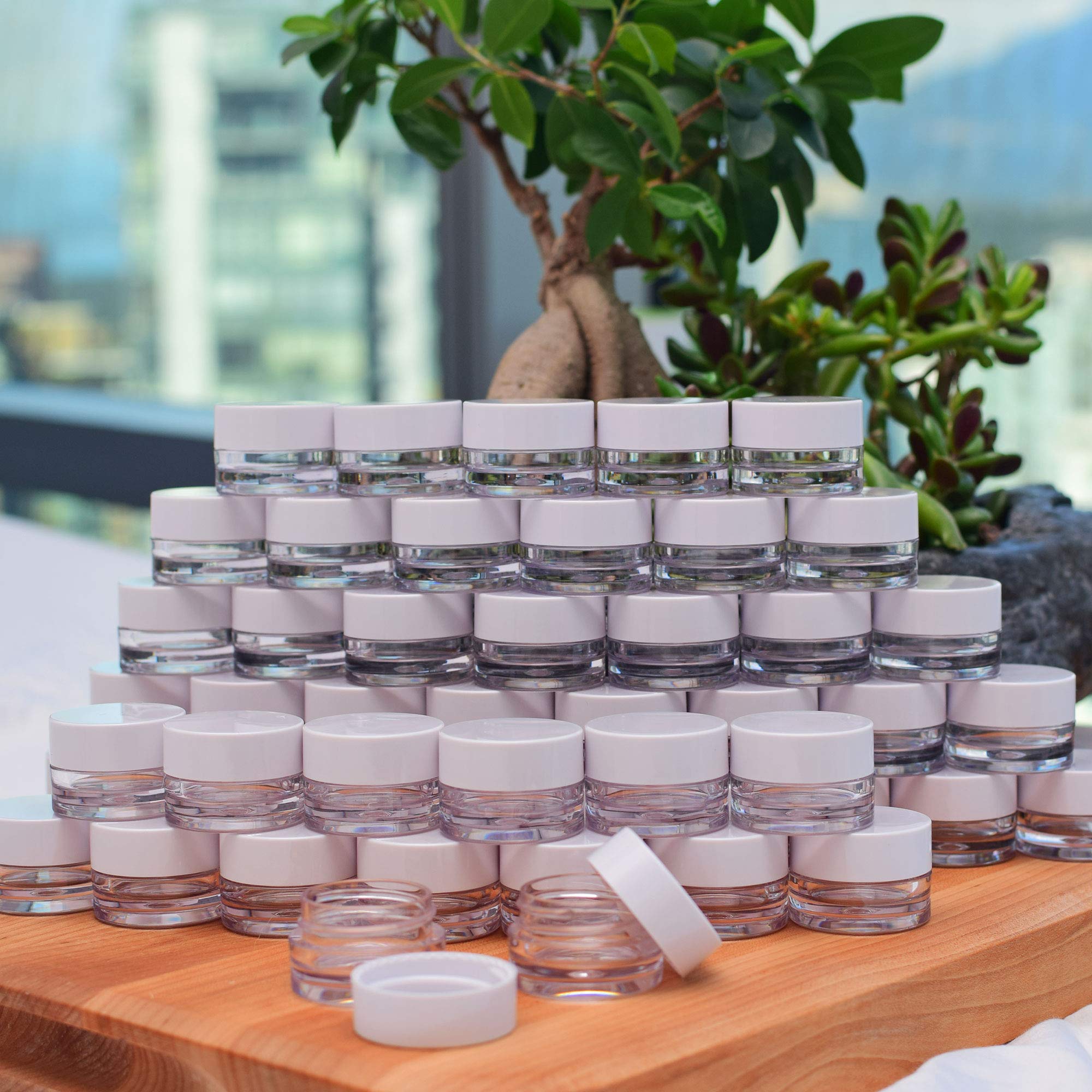 FRENCHIE JARS 50 Stück Kosmetikbehälter 5 Ml – Mit Deckel & Dichtung – Transparent, Für Cremes & Lippenbalsam