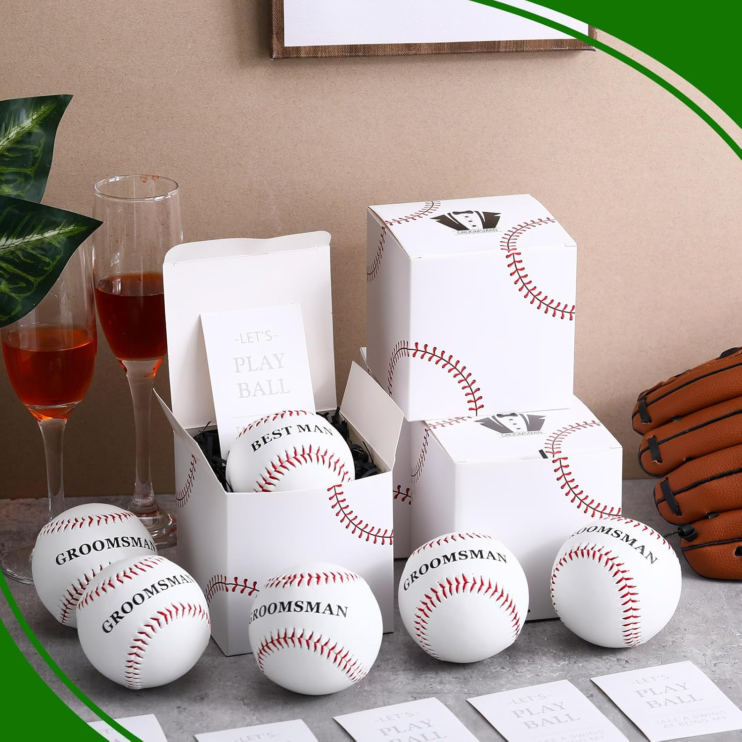 WinnerWhy 6 Sets Groomsman Proposal Gifts Box Groomsmen Baseball Wedding Favors with Invitation Cards Best Man Proposal Gifts Accessories for Wedding DIY Marriage Ceremony Party Supplies