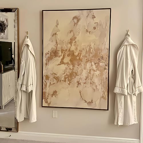 Miniatura 9 de Paquete de 4 ganchos de toalla dorados cepillados para baños montados en la pared, tornillos de aleación de zinc, ganchos para bata para pared,