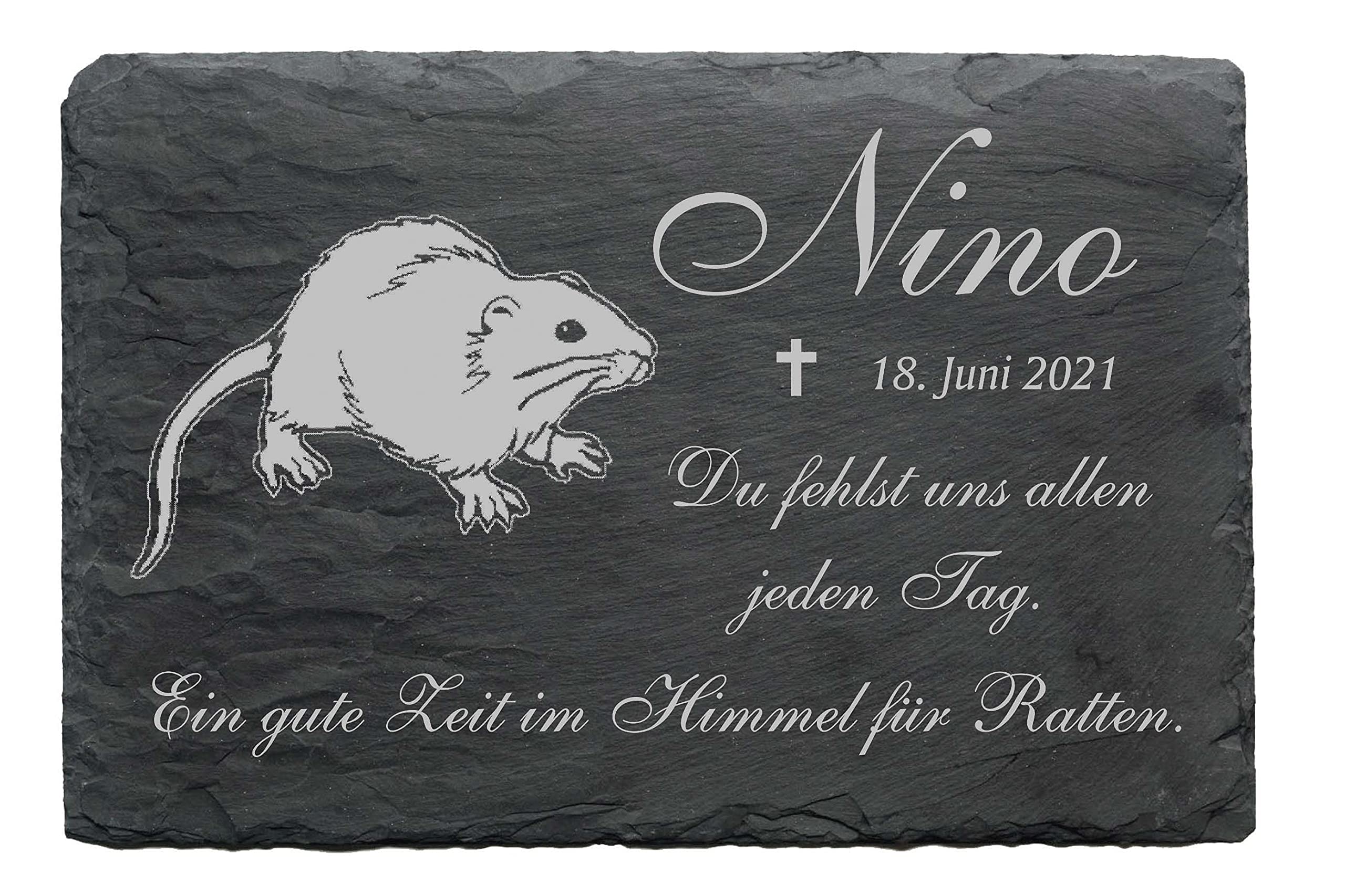Rat Pet Slate Animal Gravestone Memorial Plaque Gravestone Weatherproof with Engraving Name & Date 22 x 16 cm