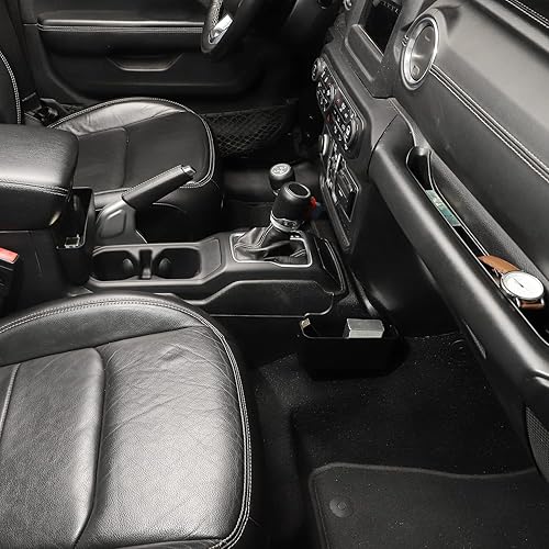 Vista 26 de JWWY Caja de almacenamiento para reposabrazos de pasajero, caja de almacenamiento, asa de agarre, bandeja organizadora de engranajes para Jeep 6