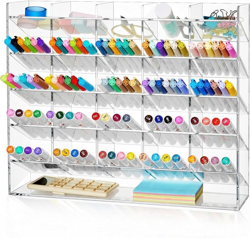 Organizador vertical de acrílico MotiMind para canetas e marcadores, 21 compartimentos