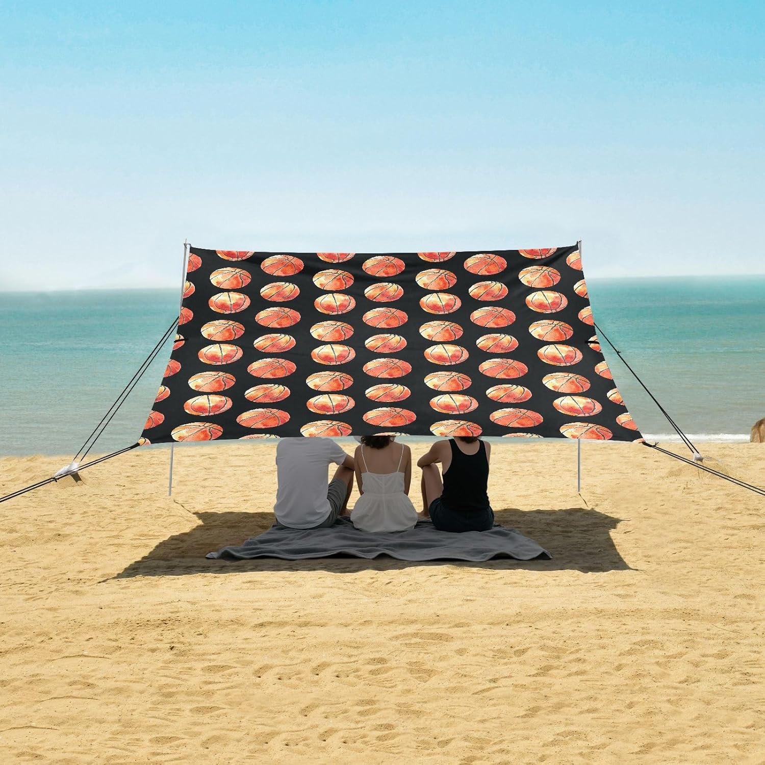 ALAZA Basketball Beach Tent Sun Shelter UPF50+ Protection Beach Shade Canopy w/ 4 Sandbags for Outdoor Camping, Fishing, Backyard Fun, Picnic, 10x9 ft