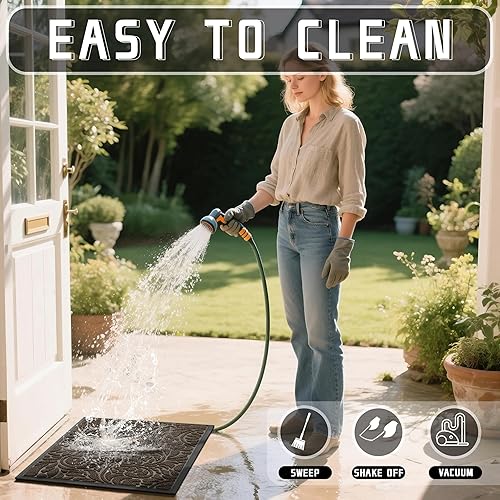 Miniatura 6 de Yimobra Tapete para puerta de entrada exterior, 29.5 x 17 pulgadas, impermeable, resistente, para puerta delantera, tapete antideslizante resistente