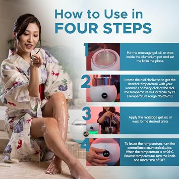 Multi-Purpose Oil & Massage Gel Warmer, Electric Wax Melter, Includes Aluminum Warming Pot (16.9 fl oz), Knob Dial to Adjust Temperature (95F to 257F), with LCD Screen