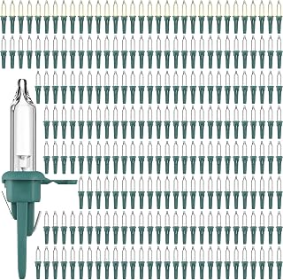Riakrum 150 Pcs Christmas Replacement Mini Light Bulb 3 Volt 0.06 Watt Christmas Tree LED Light Bulbs Warm White Xmas Lights with Green Base for Party Holiday Indoor Outdoor Supplies