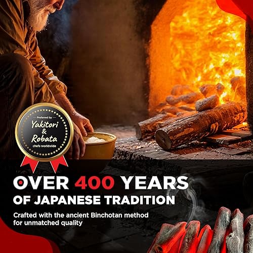 Miniatura 3 de The Bincho Grill - Binchotan Charcoal 11 lbs  Madera dura estilo parrilla japonesa premium, 95% carbono, sin humo, de alto calor, larga combustión