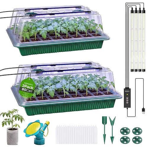 Seed Starter Tray with Grow Light, 2 Pack 80-Cell Seedling