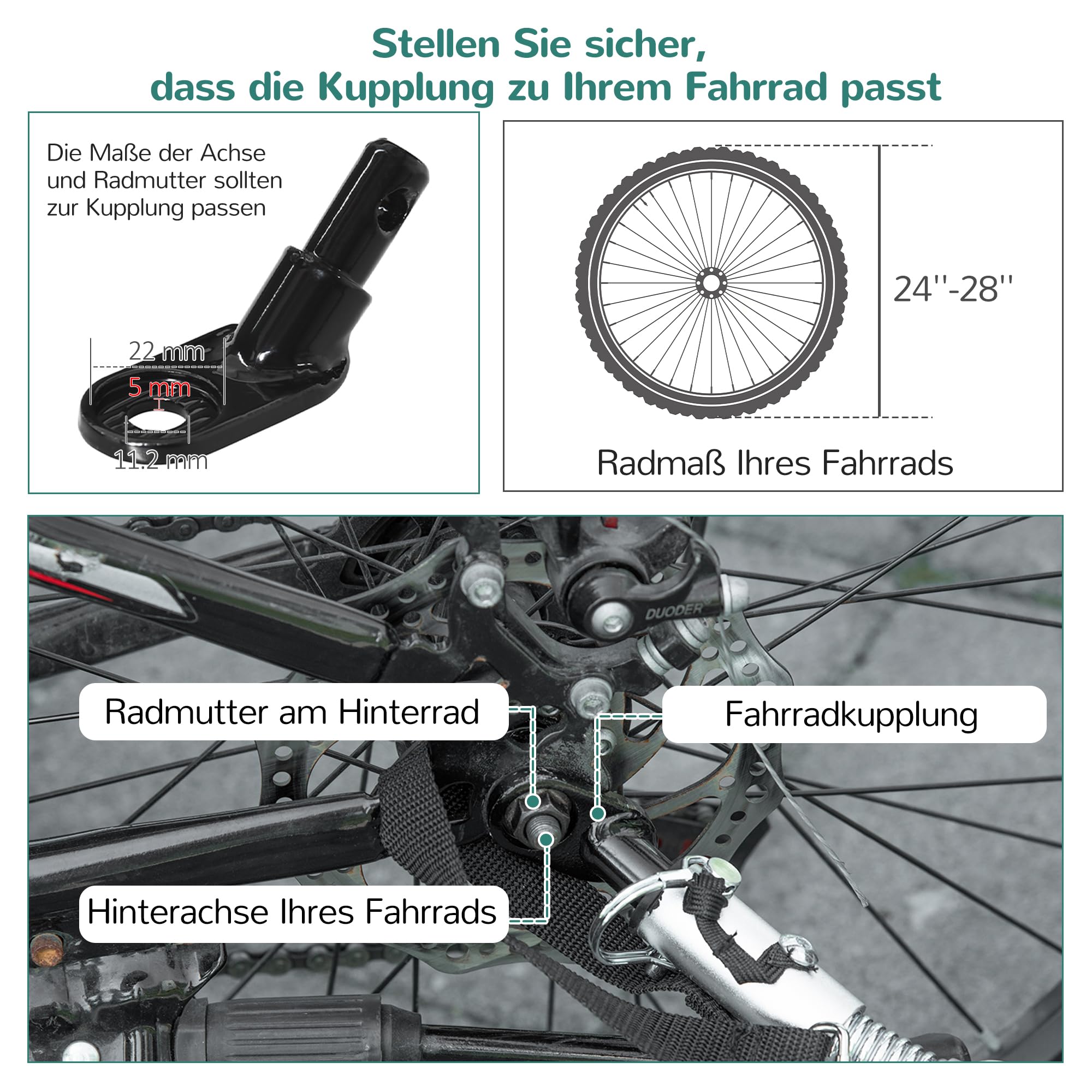 HOMCOM Rimorchio per bicicletta, 2 in 1, per bicicletta, con pneumatici da 20 pollici, portata 40 kg, in acciaio, tessuto Oxford, 130 x 64 x 64/103 cm