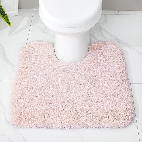 Miniatura 195 de Alfombra de inodoro blanca 22x24, antideslizante, esponjosa, alfombra de piso para baño en forma de U, lavable, alfombra de contorno para inodoro