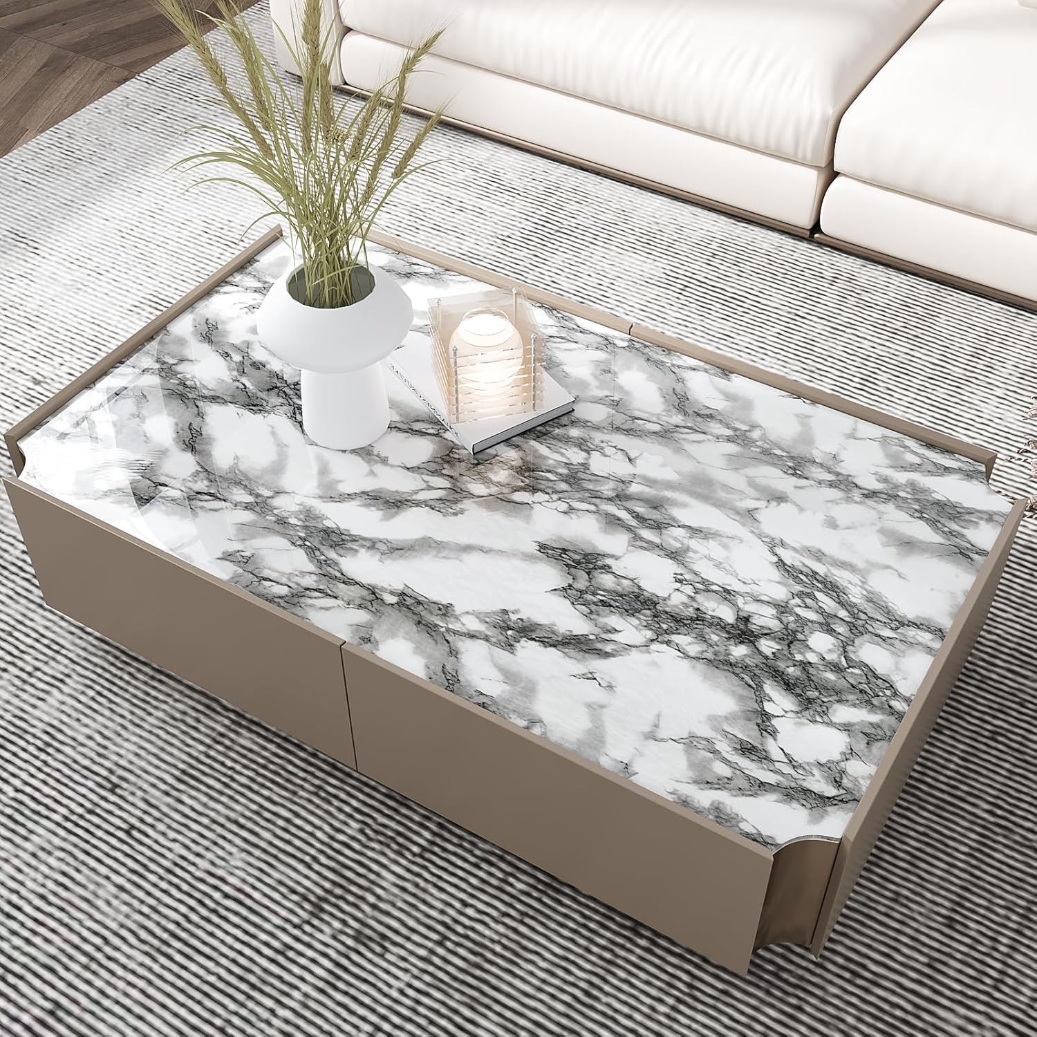 VEELIKE Modern Black and White Marble Contact Paper for Countertops Waterproof Peel and Stick Countertops 24''x118'' Self Adhesive Vinyl Countertop Contact Paper Marble Wallpaper for Kitchen Bathroom