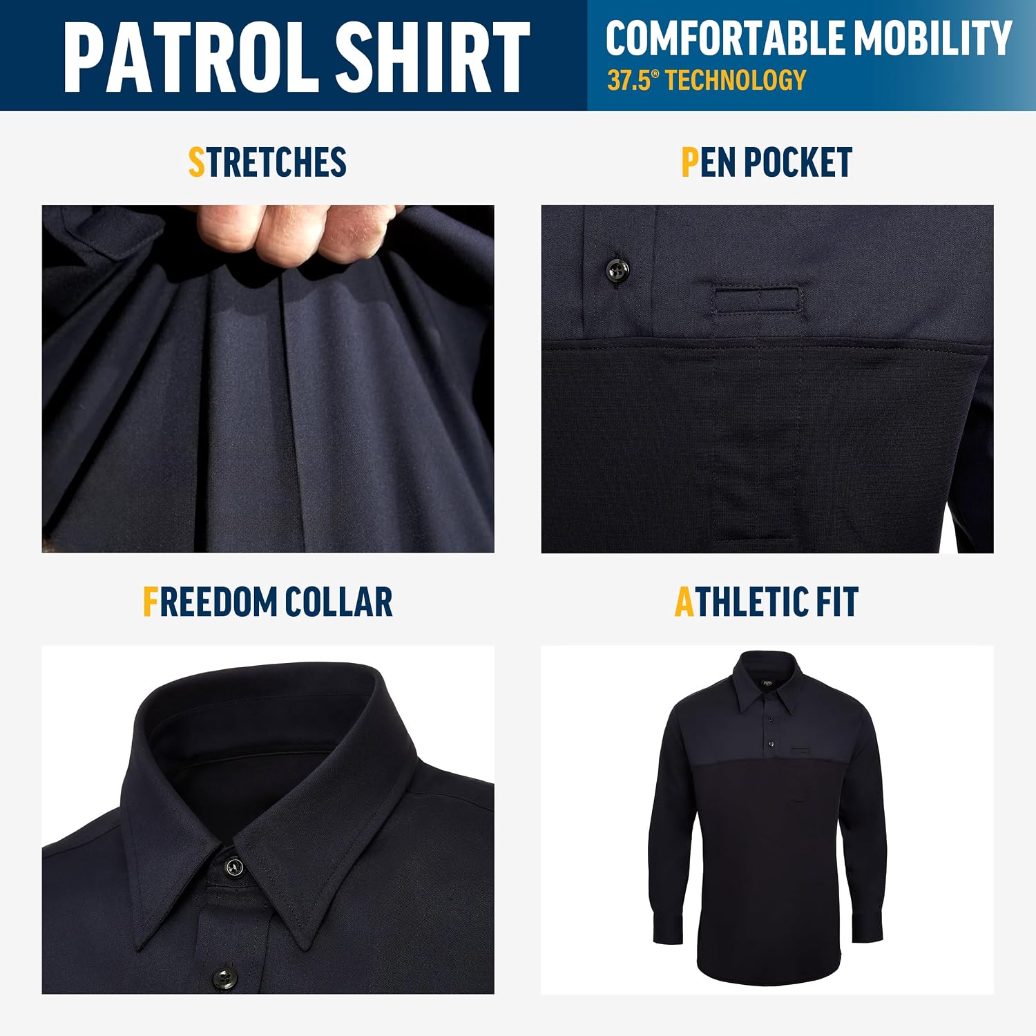 Flying Cross CORE STAT Mens Law Enforcement Shirts, Police Officer, Tactical, Public Safety Gear, Security, EMS, Long Sleeve