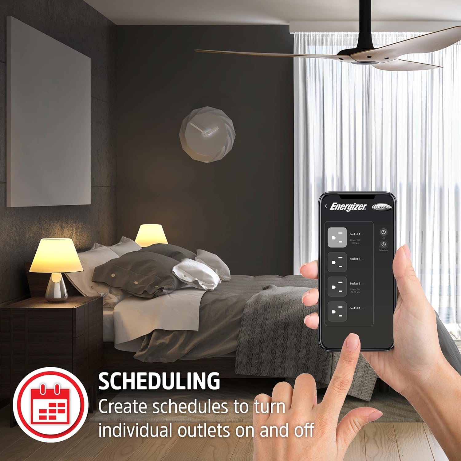 Energizer Smart Wi-Fi 4 Outlet 2 USB Power Strip, 1,200 Joules, Powers 4 Separate Items, Charge Compatible Devices, Compatible with Alexa/Siri/Google Assistant