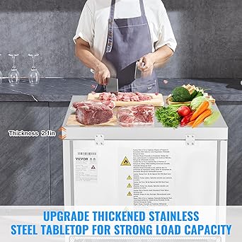 VEVOR 28 W Commercial Freezer Worktop, 7.4 Cu. Ft Undercounter Freezers with/Casters,lt;0~-8F>Defrost Frozen Prep Table, Single Door Stainless Steel Food Frozen Prep Station for Restaurant, Diner