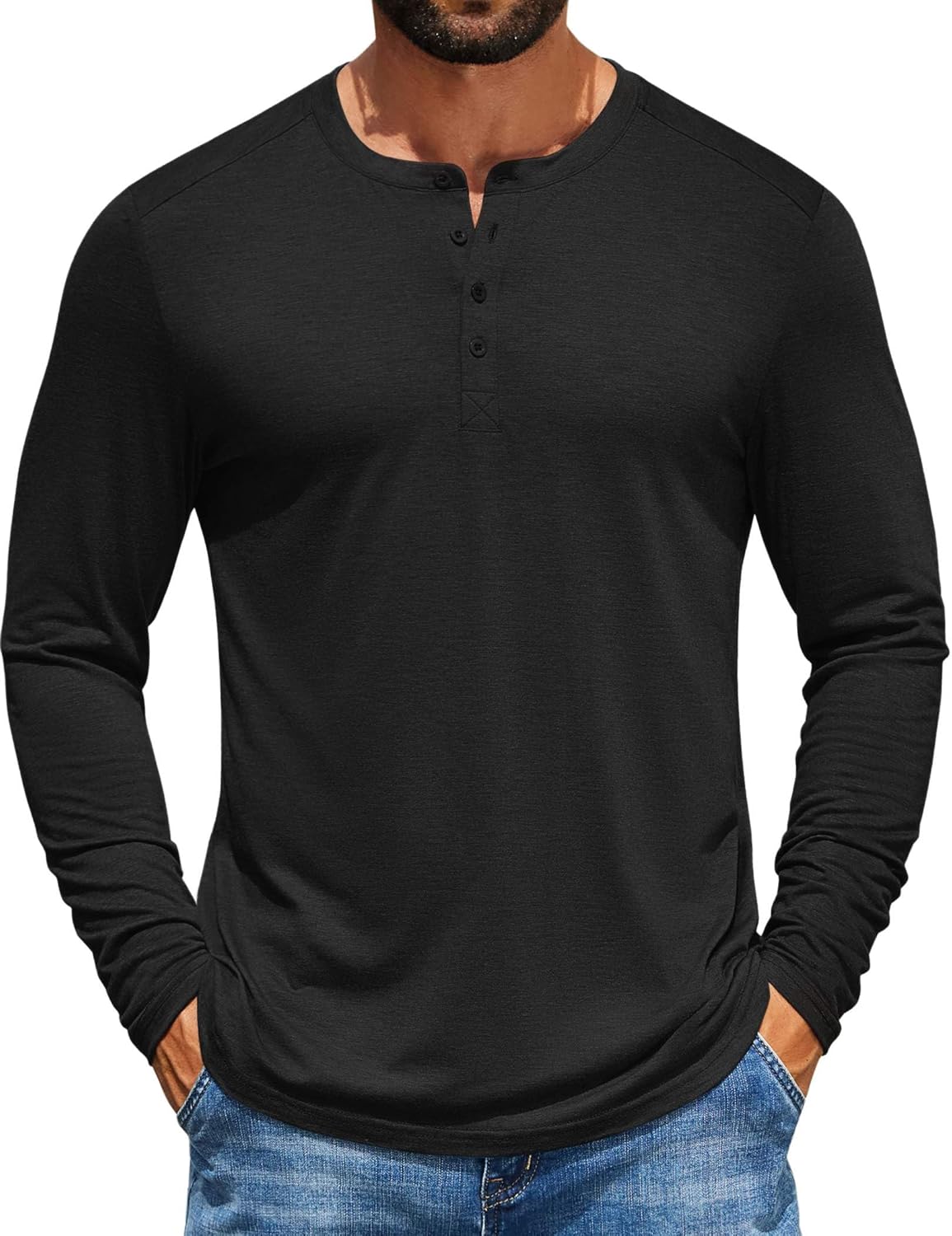 COOFANDY Men's Henley Shirts Long Sleeve T-Shirt Lightweight Fashion Casual Pullover Tee Shirt
