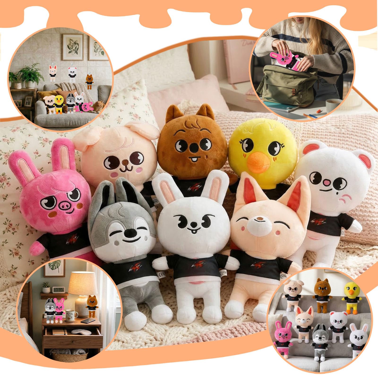 Peluche Kpop SKids, 8 Pezzi Kpop Merch Peluche, STAY Giocattolo di Peluche, Kpop Plush Doll, Peluche Animali, Regalo di Compleanno per Bambini e Fan