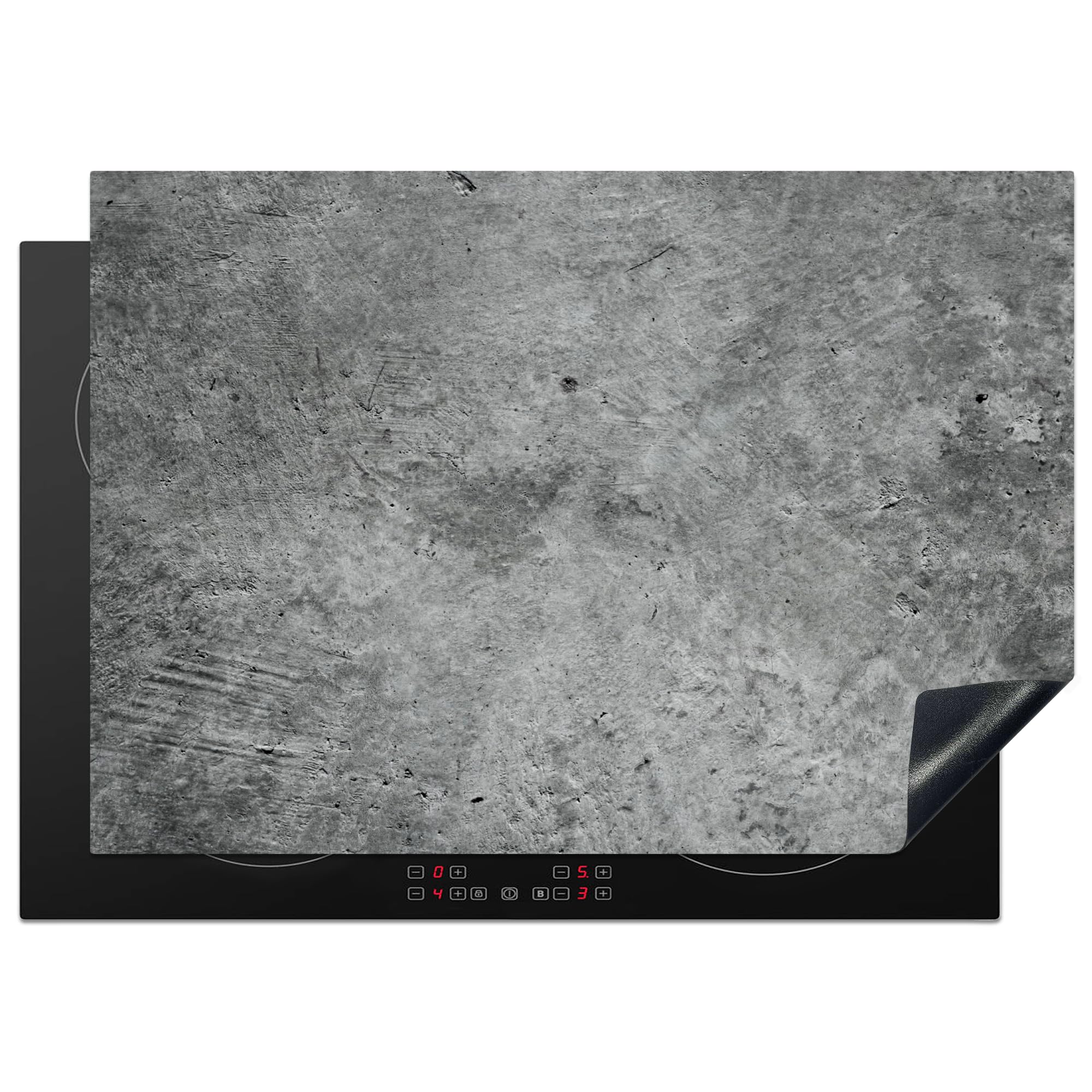 KitchenYeah© Induction Hob Protector Mat 20.5"x29.5" / 75x52 cm Stove Cap Top Cover Kitchen Cooker Covers for Electric Hobs Vinyl Concrete - Slate - Grey - Concrete Structure