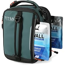 Titan by Arctic Zone Expandable Lunch Box, 2 Ice Packs, Jungle Hunt | Fridge cold insulated cooler bag with leak proof lining for men and women, includes 2 gel ice packs