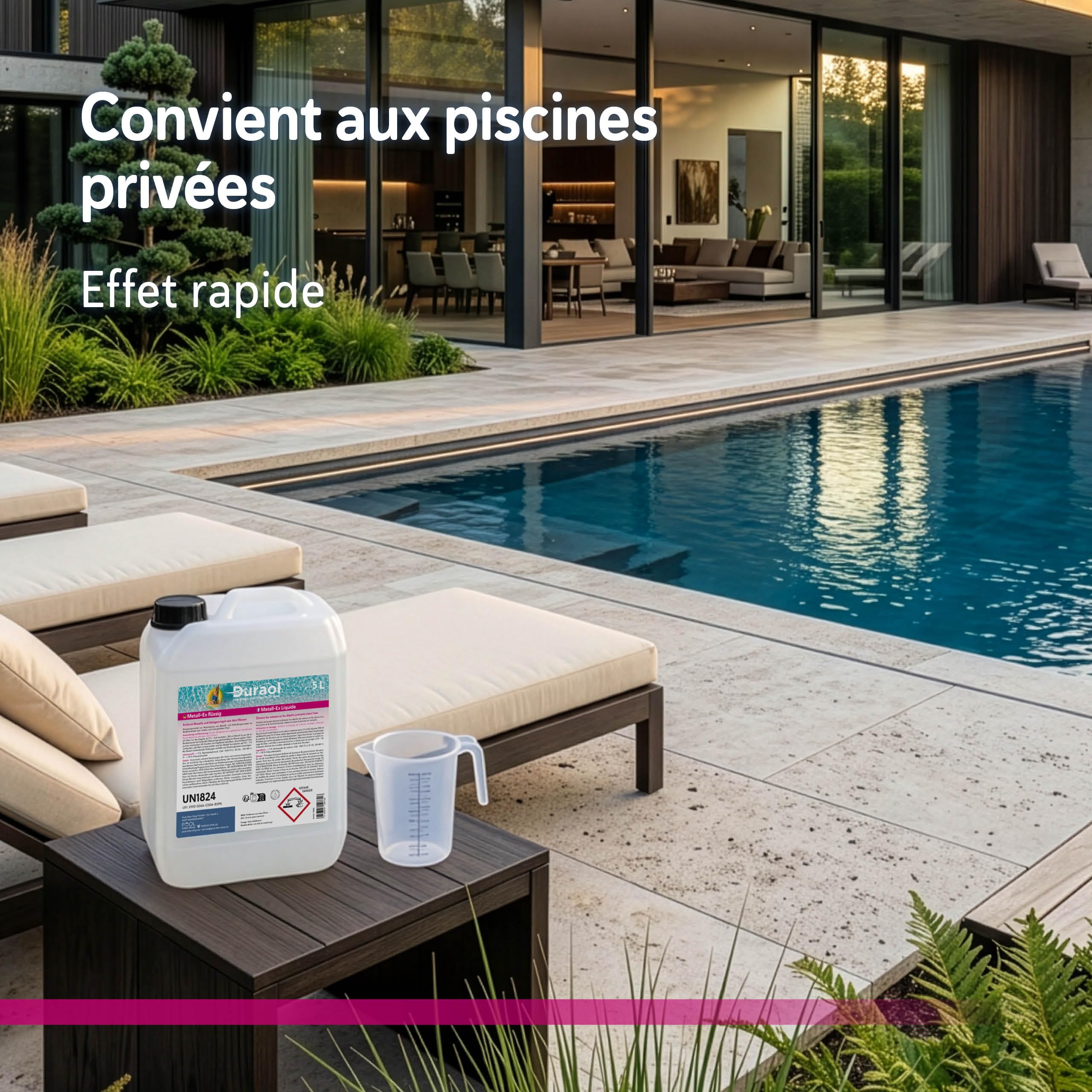 Metall-EX Liquide 5 L – Séquestrant Métaux et Calcaire pour Piscine Privée – Élimine Les Colorations, Troubles et Dépôts de Fer, Cuivre et Calcaire – Traitement Eau Cristalline