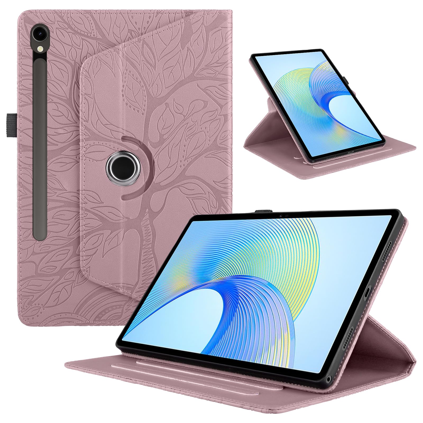 Funda para Samsung Galaxy Tab S9/ S8/ S7 11" (SM-X710/X700/T870) PU Cuero Tablets Protectora Cover 360°Carcasa Giratoria de ángulo Múltiple Stand Función Tablets Funda,Rojo Árboles — view 114