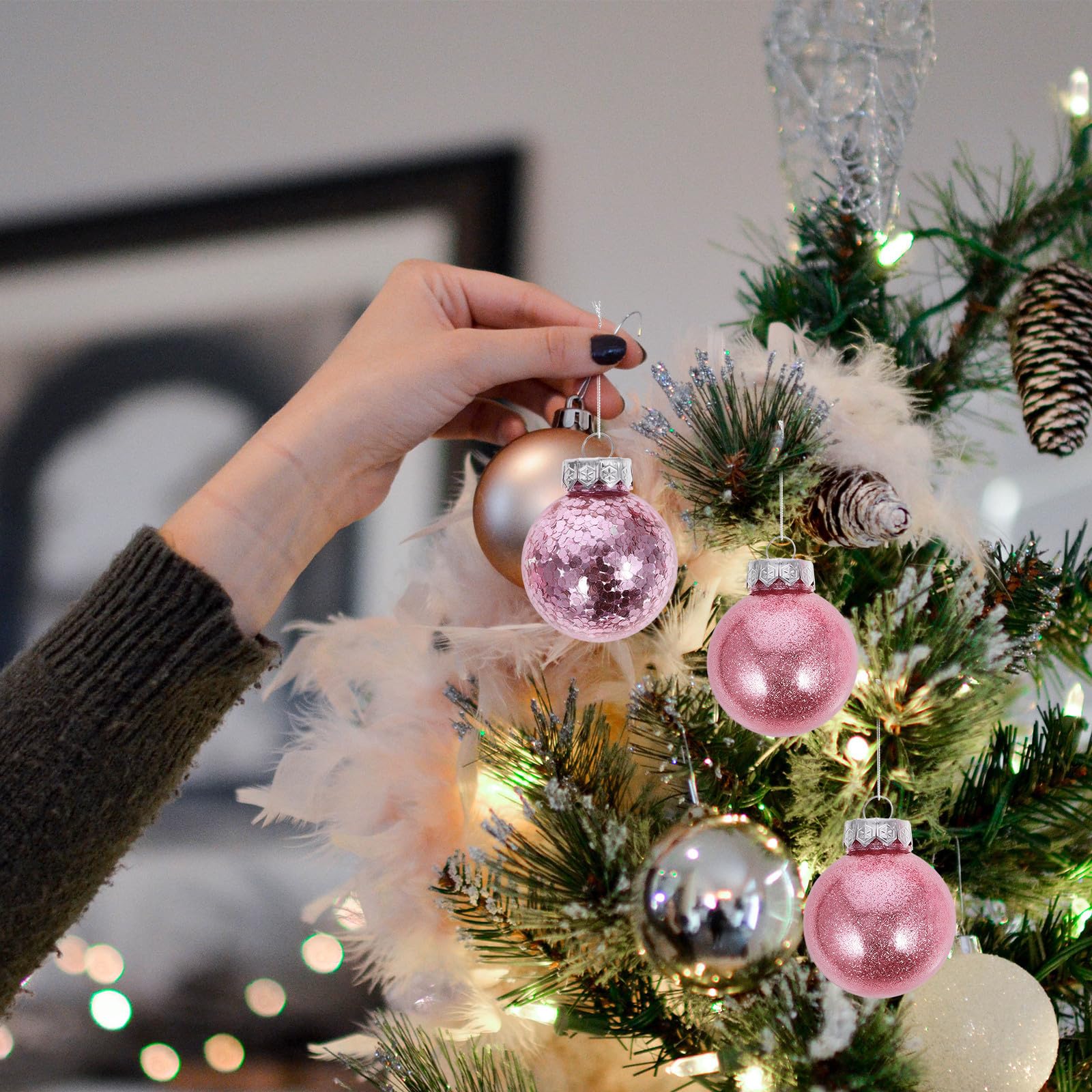 FRCOLOR 60 Pezzi Palline Appese per Albero di Natale, Decorazioni in