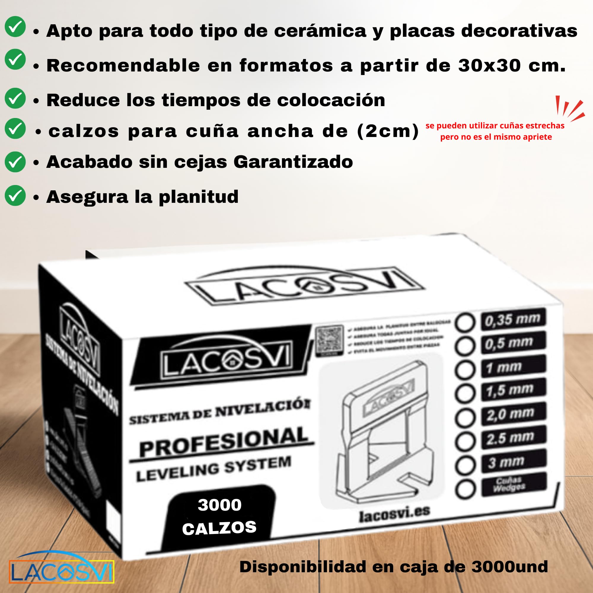 Clips Niveladores de Piso y azulejos De 0,5mm, de Ancho Incluye 1000 Piezas Separadoras de Junta, Sistema de nivelación sin Labios para profesionales del Alicatado y Bricolaje Color Blancas (0.5 mm)