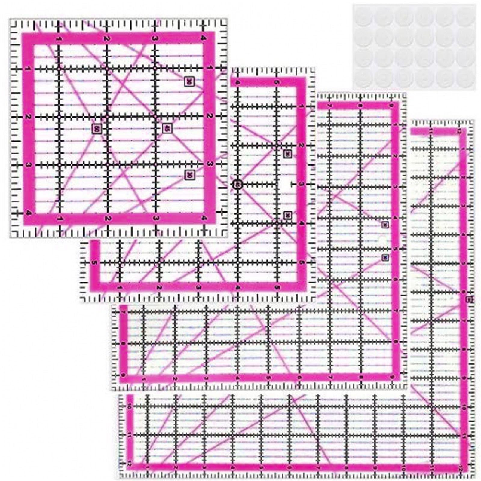 Xjdzineq 4Pcs Sewing Ruler Set Clear Acrylic Quilting Templates Patchwork for Fabric Cutting Dressmaking Sewing Measuring Patchwork Set