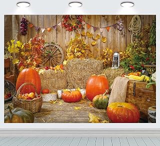 RUINI Autumn Rustic Wood Board Backdrop Barn Harvest Fall Pumpkins Background Baby Shower Autumn Party Decoration 7x5FT