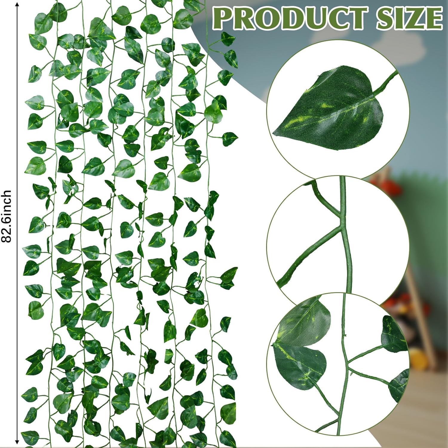 Suncalla 4 Pcs Large Stuffed Toy Storage Net Hammock Corner with Fake Vines Artificial Ivy Garland Bedroom Aesthetic Decor for Kids Baby Nursery Essentials Wall Bedroom Home Decor (White)