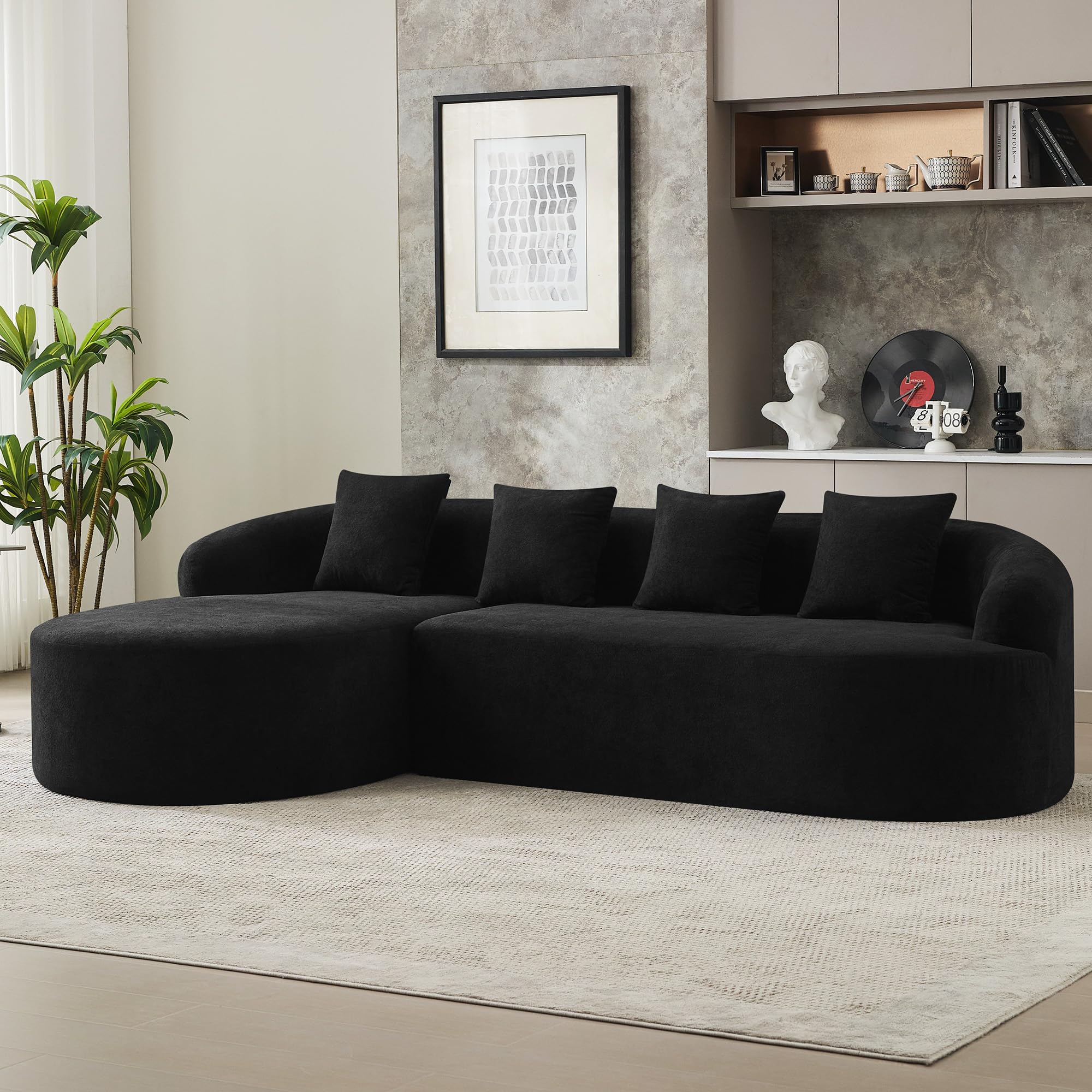 Hatppto 105 inch Boneless L Shaped Sectional Couch
