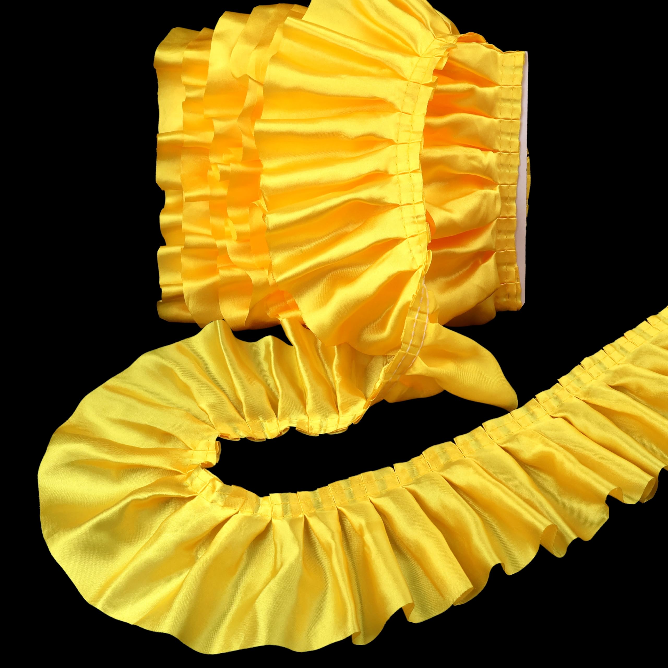 Yellow Ruffle Ribbon 3inch Wide Ruffle Trim Lace Craft Supply for Sewing, Decor AIETSYEI