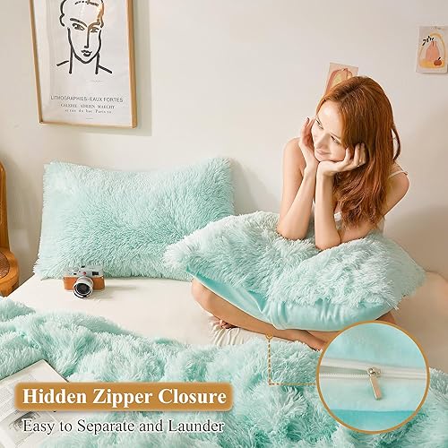 Miniatura 3 de XeGe Fundas de almohada de piel sintética, fundas de almohada de felpa ultra suaves, fundas de almohada decorativas de terciopelo de cristal